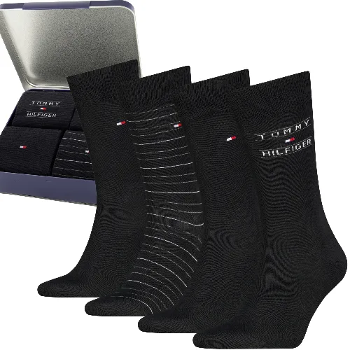 Tommy Hilfiger Skarpety Giftbox 4 Pary 39-42 Czarny Zestaw Prezentowy