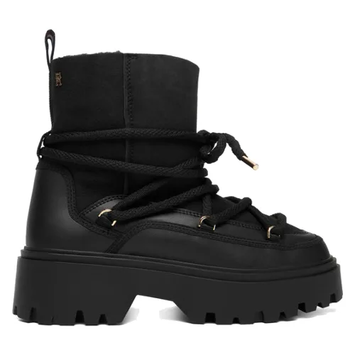 Tommy Hilfiger Śniegowce Real Shearling Laceup Snowboot FW0FW08996 Czarny