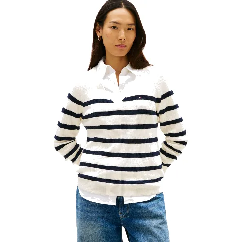 Tommy Hilfiger Sweter z dzianiny Kobiety Bawełna biały|niebieski