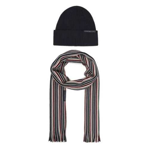 Tommy Hilfiger Zestaw szalik i czapka Th Corp Love AM0AM12939 Granatowy