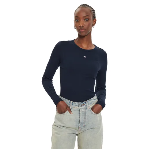 Tommy Jeans Bluzka Essential DW0DW17387 Granatowy Slim Fit