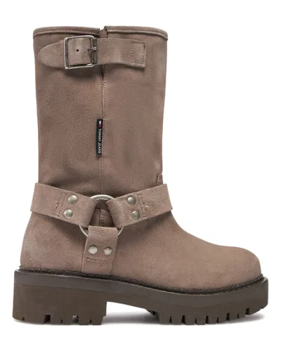 Tommy Jeans Botki Tjw Urban Biker Boot Suede EN0EN02729 Szary