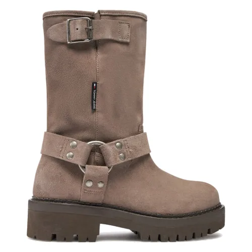 Tommy Jeans Botki Tjw Urban Biker Boot Suede EN0EN02729 Szary