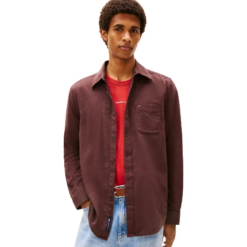 Tommy Jeans koszula casual Mężczyźni Regular Fit Bawełna brązowy