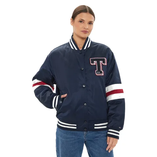 Tommy Jeans Kurtka bomber Letterman DW0DW18306 Granatowy Relaxed Fit