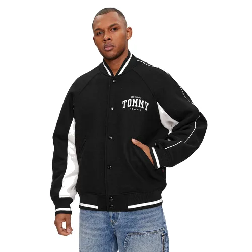 Tommy Jeans Kurtka bomber Tjm Wool Varsity Bomber DM0DM17884 Czarny Regular Fit