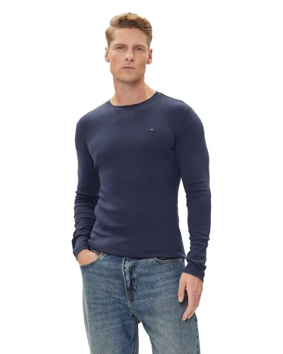 Tommy Jeans Longsleeve DM0DM04409 Granatowy Slim Fit