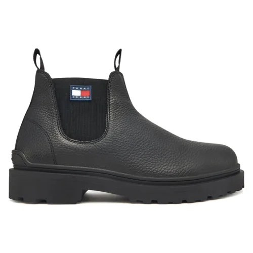 Tommy Jeans Sztyblety Tjm Chelsea Leather Wl EM0EM01670 Czarny