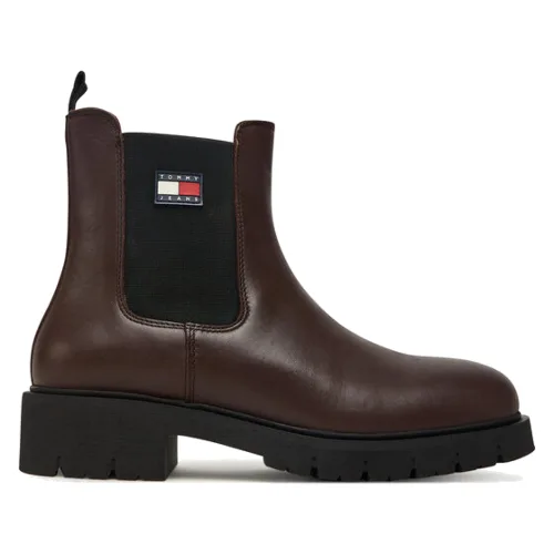 Tommy Jeans Sztyblety Tjw Chelsea Leather Boot EN0EN02825 Brązowy