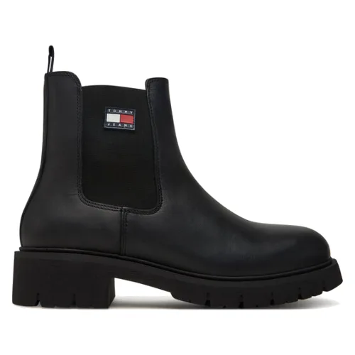 Tommy Jeans Sztyblety Tjw Chelsea Leather Boot EN0EN02825 Czarny