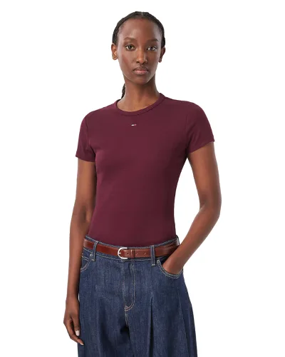 Tommy Jeans T-Shirt EssentialDW0DW17383 Fioletowy Slim Fit