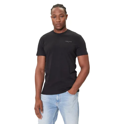Tommy Jeans T-Shirt Linear Chest DM0DM21780 Czarny Slim Fit