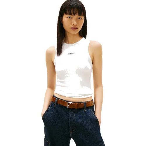 Tommy Jeans Top Kobiety wiskoza biały, M
