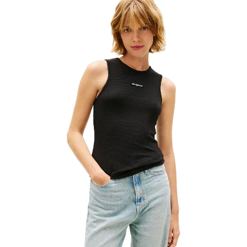 Tommy Jeans Top Kobiety wiskoza czarny