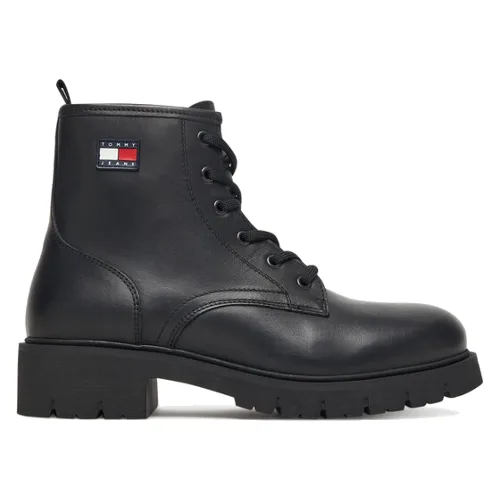 Tommy Jeans Trapery Tjw Lace Up Leather Boot EN0EN02824 Czarny