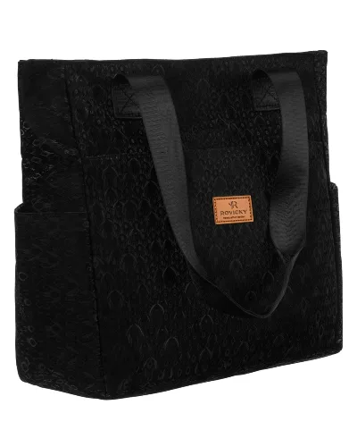 Torba materiałowa shopper w czarnym kolorze - Rovicky