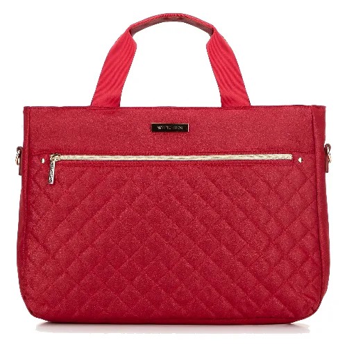 Torba na laptopa 14'' biznesowa z pikowaniem wiśniowa