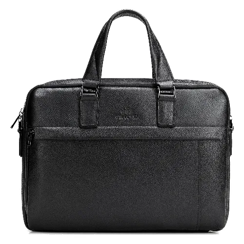 Torba na laptopa 15,6” ze skóry naturalnej o fakturze groszkowej czarna