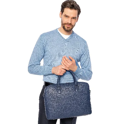 Torba na laptopa 16" z imitacji skóry granatowa