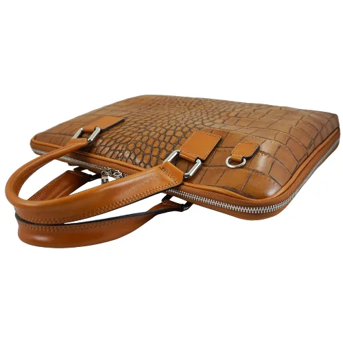 Torba na laptopa damska skórzana Barberinis - Brązowa jasna