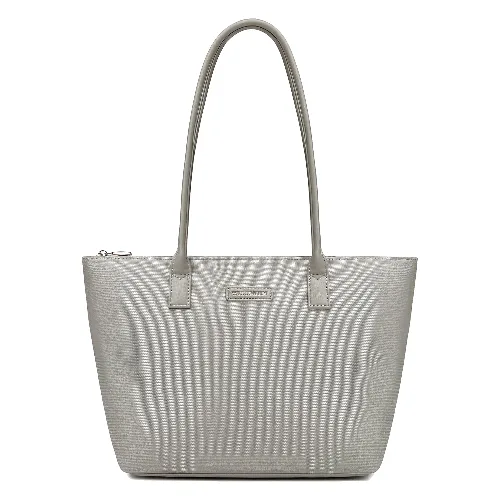 Torebka damska shopper na ramię z zamkiem szara