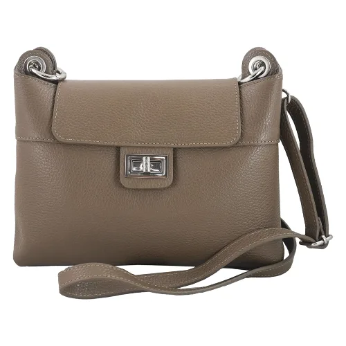 Torebka damska skórzana crossbody - Beżowa ciemna