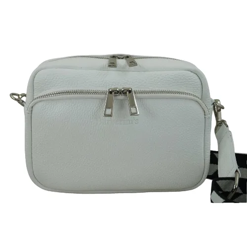 Torebka damska z ozdobnym paskiem - Biała