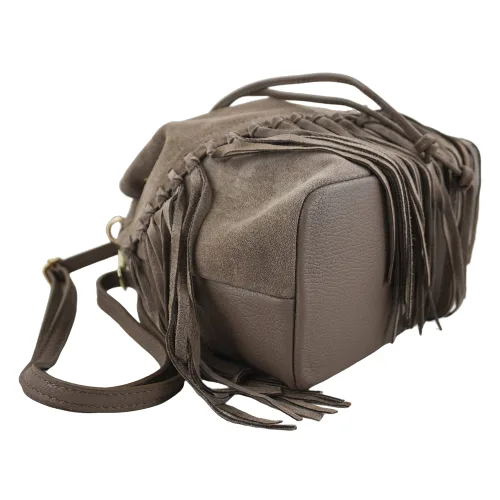 Torebka skórzana boho style - Beżowa ciemna