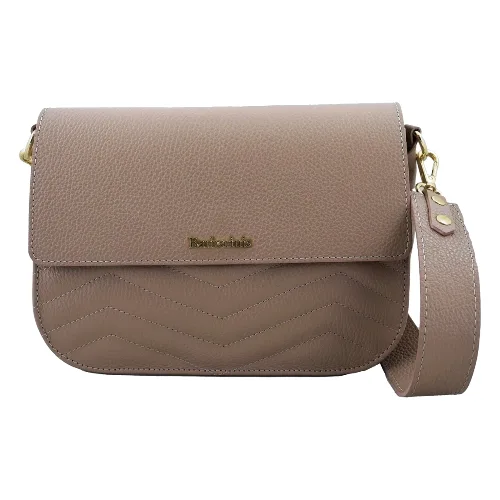 Torebka skórzana crossbody włoska - Różowa pudrowa