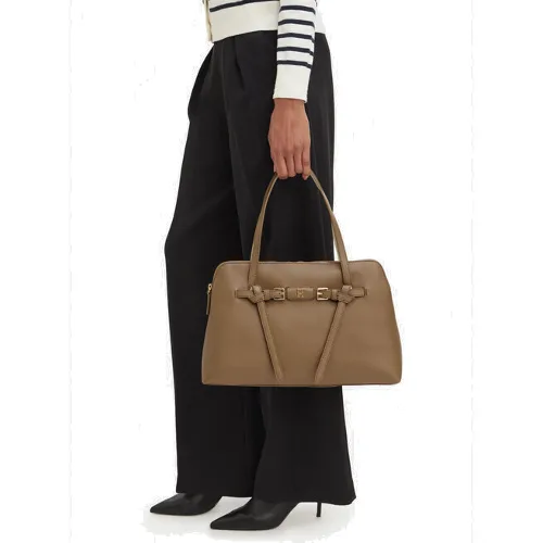 Torebka Tommy Hilfiger Th Buckle Tote AW0AW19032 Beżowy