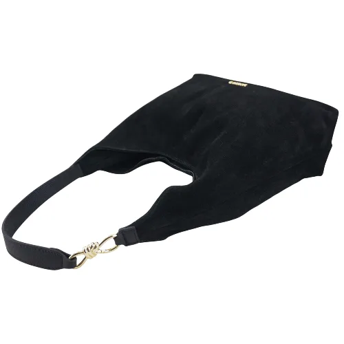 Torebka worek hobo zamszowa - Czarna