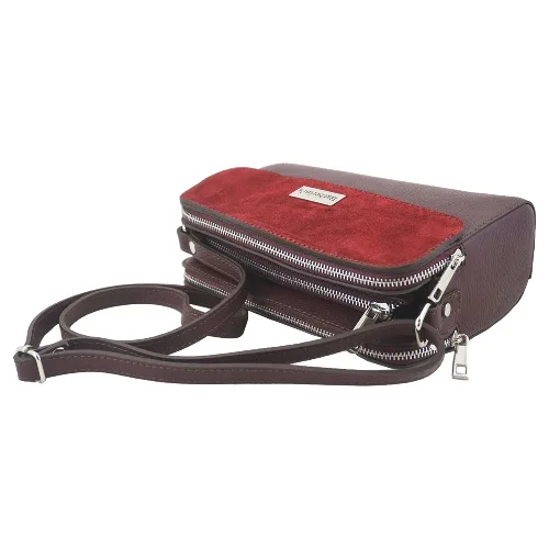 Torebki skórzane crossbody - Bordowa
