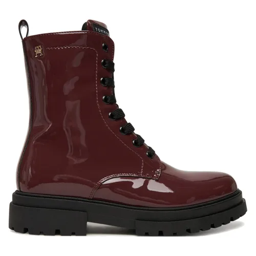 Trapery Tommy Hilfiger Lace-Up Bootie T4A5-34025-0775 D Bordowy