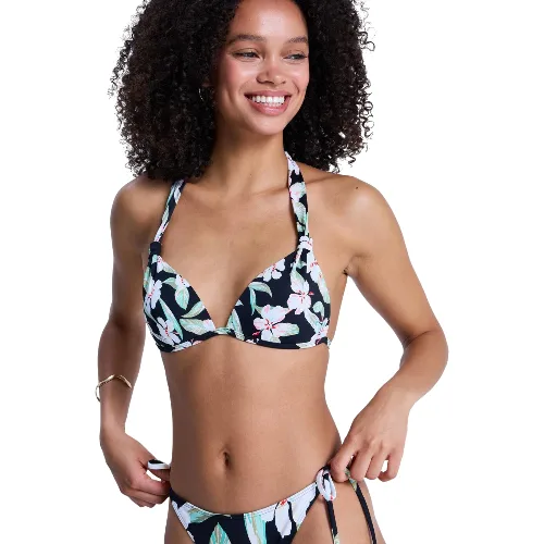 Trójkątny stanik bikini dla Kobiety PRINTED ESSENTIALS Czarny