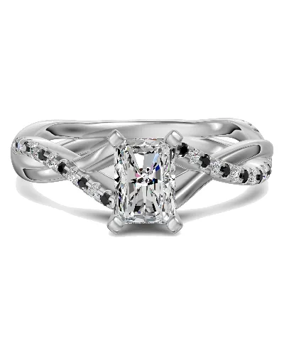 Twisted Accented Radiant 1.50 ct Pierścionek Zaręczynowy - Midnight - Diament Naturalny 950 Platyna