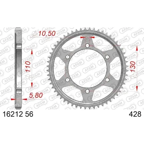 Tylna stalowa zębatka motocyklowa Afam 428 56 dents