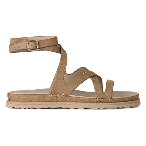 UGG sandały skórzane W Goldengaze Embossed Ankle Wrap