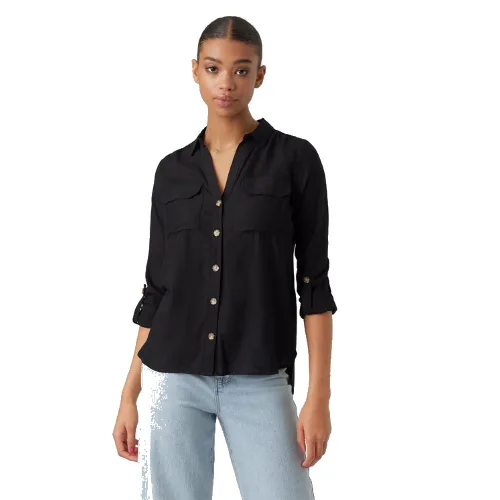 Vero Moda Koszula Bumpy 10275283 Czarny Regular Fit