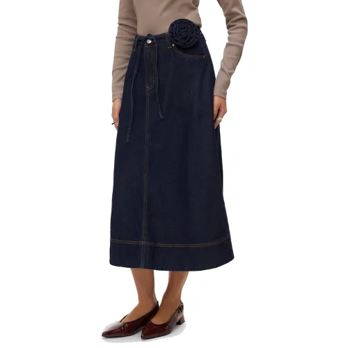 Vero Moda Spódnica jeansowa Ruth 10343067 Granatowy A-Line Fit