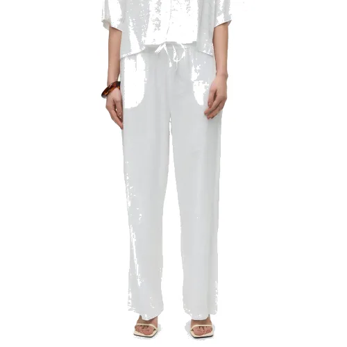 Vero Moda Spodnie materiałowe Linn 10305091 Biały Loose Fit