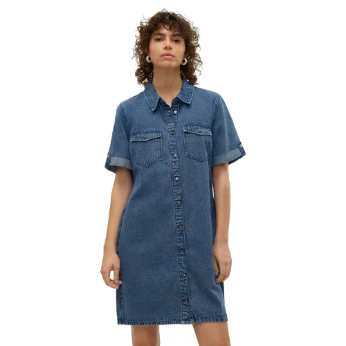 Vero Moda Sukienka jeansowa Jennie 10309665 Niebieski Regular Fit
