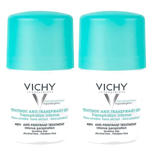 Vichy 48 Hour Intensive Antiperspirant Roll-on Deodorant for Sensitive Skin Bundle 2 x 50ml