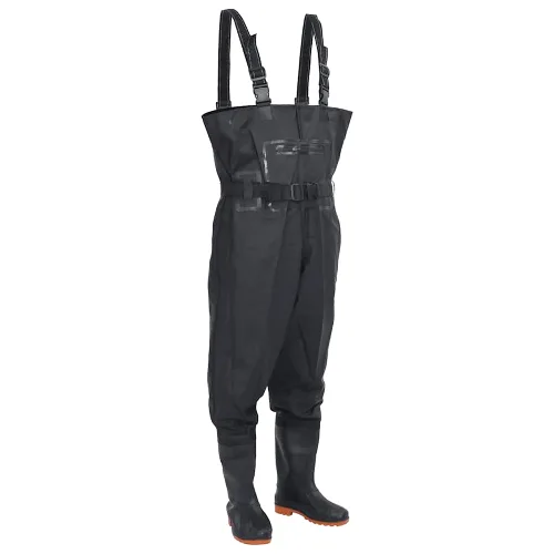 VidaXL waders z wbudowanymi butami i paskiem rozmiar 40 czarny