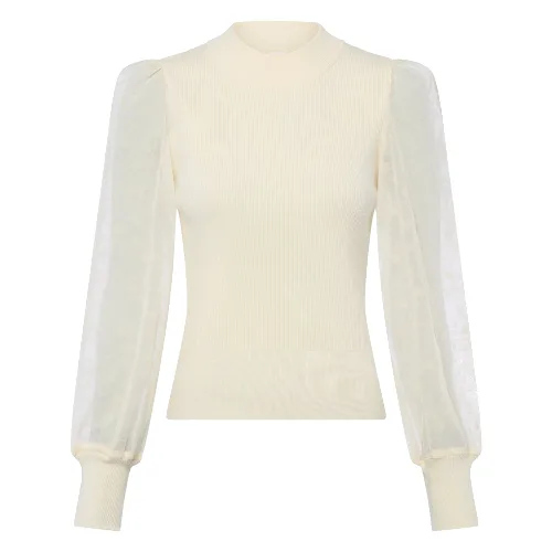 Y.A.S sweter z dzianiny -YASDOTME Kobiety biały, M