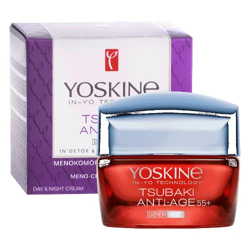 Yoskine Tsubaki Anti-Age krem przeciwzmarszczkowy do twarzy na dzień i noc 55+ z olejem Tsubaki, Fibro-Collagen i kwasem ferulowym 50 ml