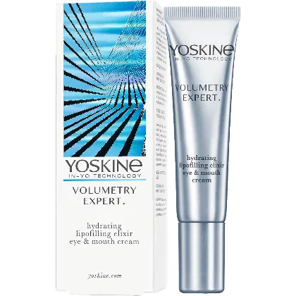 Yoskine Volumetry Expert nawilżający krem liftingujący na okolice oczu i ust z 3 typami kwasu hialuronowego, zielonym kawiorem, kofeiną i technologią Lipotransfer 15 ml