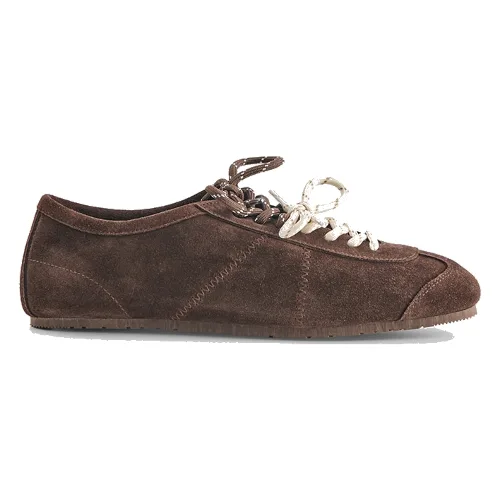 Zamszowe sneakersy z podwójnymi sznurówkami brązowe