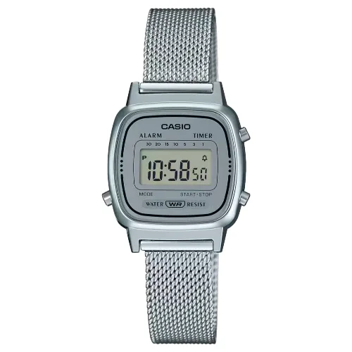 Zegarek CASIO LA670WEM-7DF. Kwarcowy, Kolor szary. Kobieta.