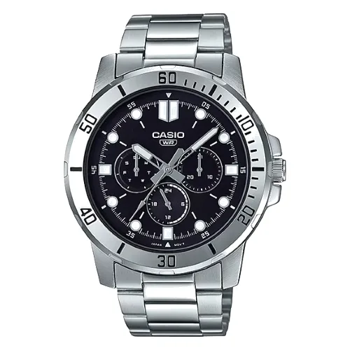 Zegarek CASIO MTP-VD300D-1E. Kwarcowy, Kolor czarny. Mężczyzna.