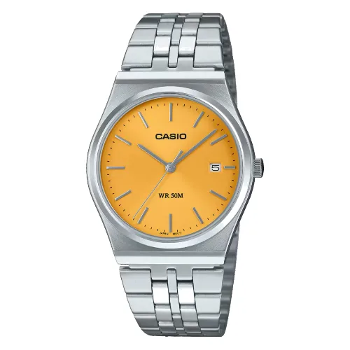 Zegarek CASIO MTPB145D9AVEF. Kwarcowy, Kolor pomarańczowy. Kobieta.